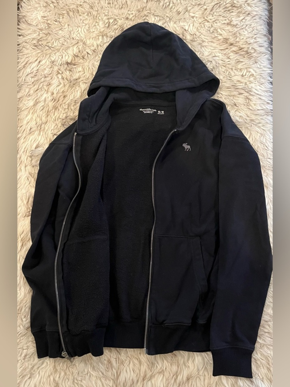 Abercrombie Kids Zip-Up Hoodie - Black - 15/16